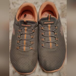 Skechers Charcoal and Peach Athletic Shoes(Bungee)